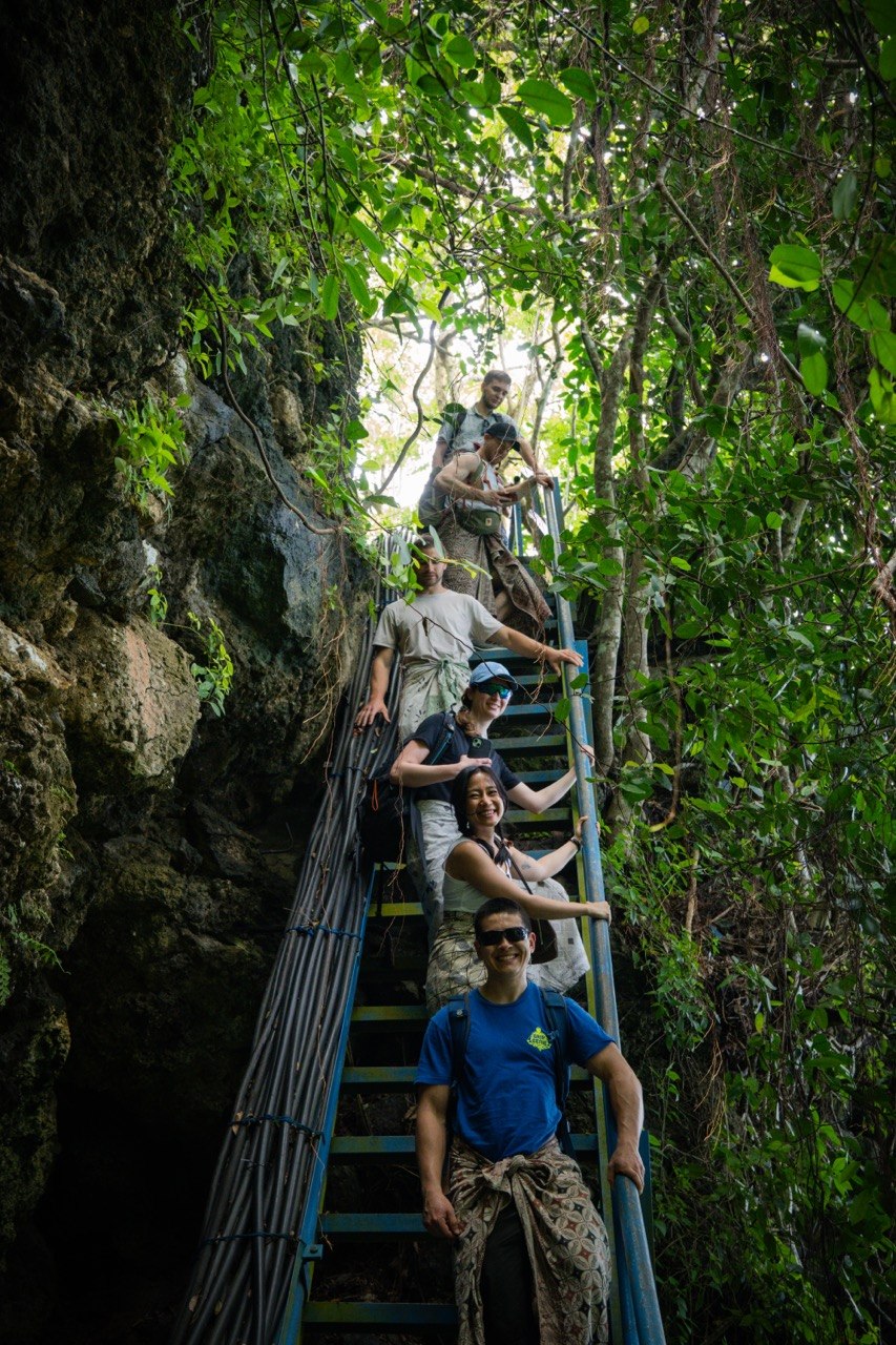 Hiking jungle stairs on the way to a waterfall