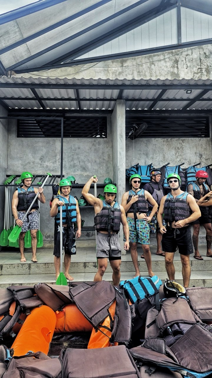 The crew geared up for white water rafting
