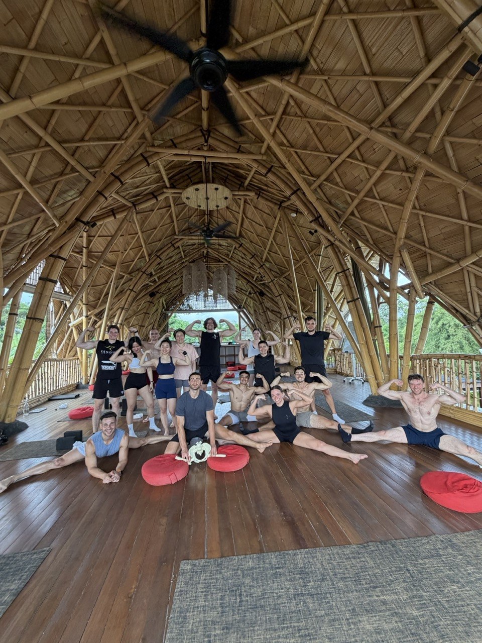 Middle split session in the bamboo shala